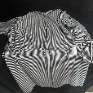 Classic Black and White Striped women’s Shirt-Mlle Gabrielle-size 3X-#456